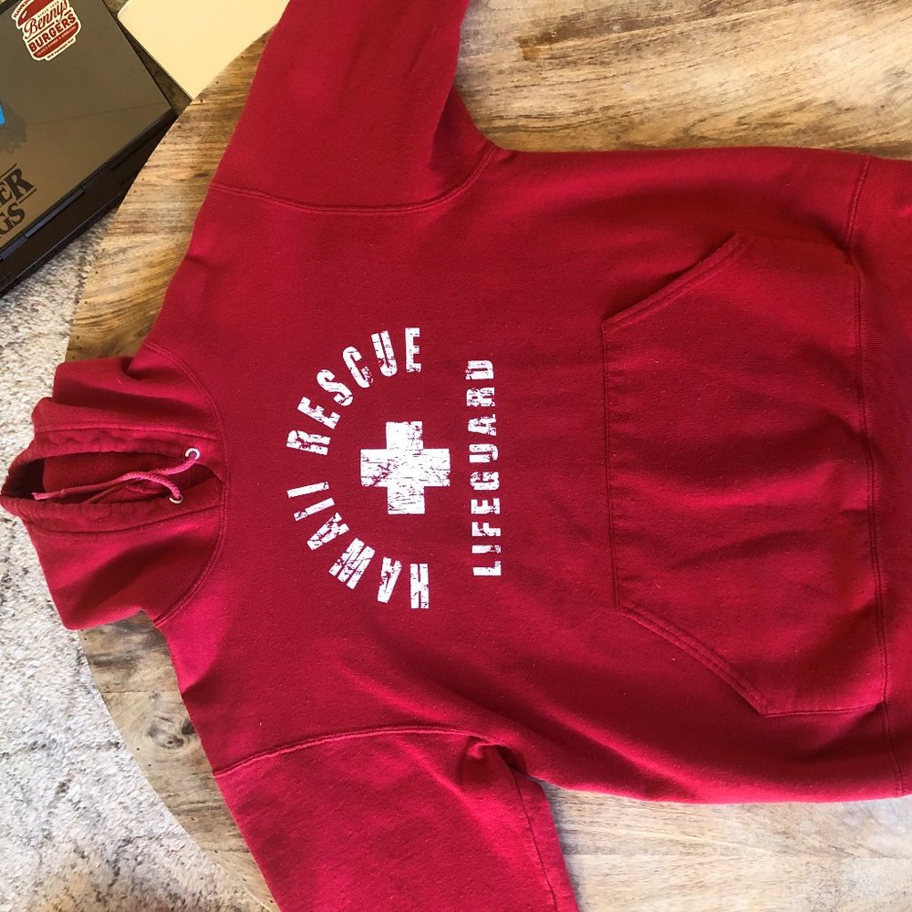 Hawaii Lifeguard Red Hoodie, size medium